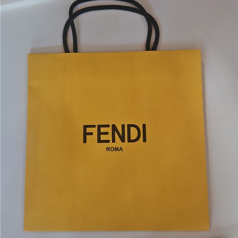 Fendi Yellow Shopping Bag with Black Logo and Handles